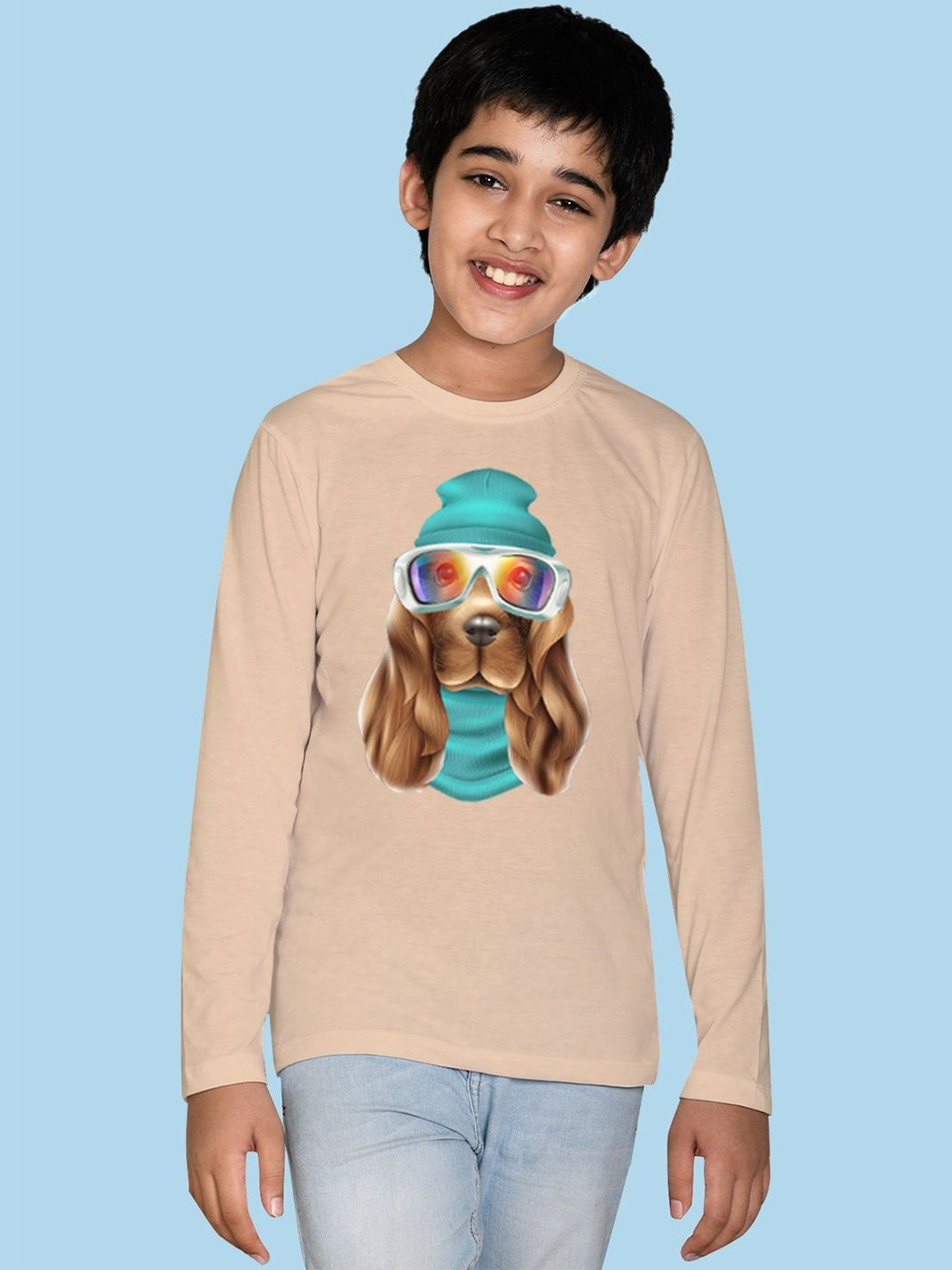 NUSYL Boys Dog Swagger Graphic Printed Long Sleeves Cotton T-shirts