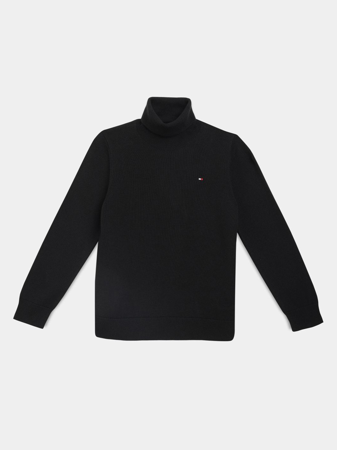 Tommy Hilfiger Boys Ribbed Turtle Neck Regular Fit Cotton Sweater