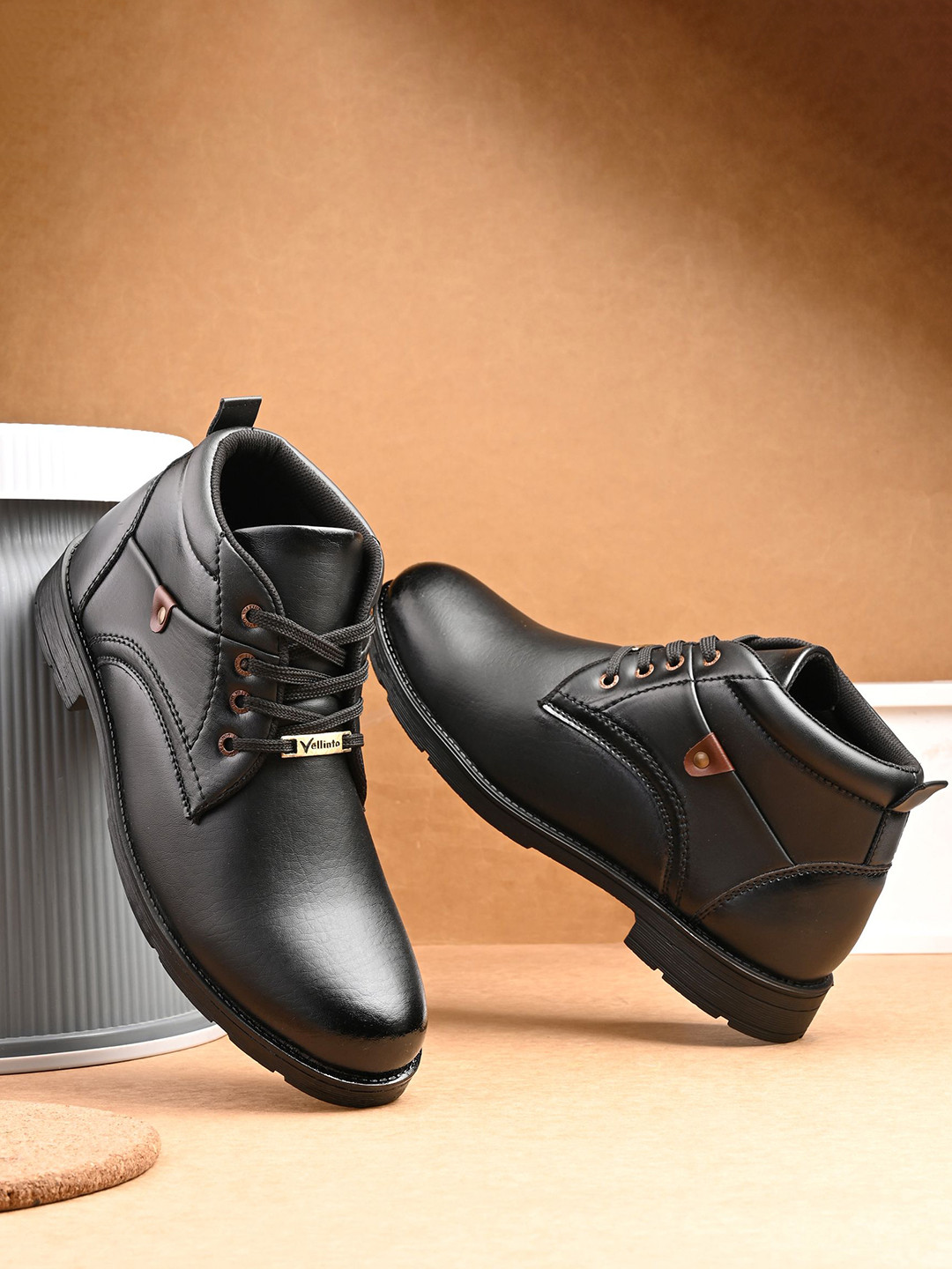 Vellinto Men Casual Mid-Ankle Boots Biker Boots
