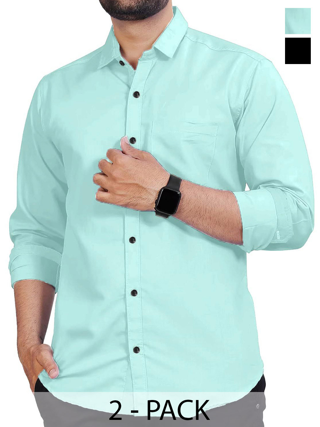 TrendiVastra Selection Of 2 Shirt Collar Cotton Kurta