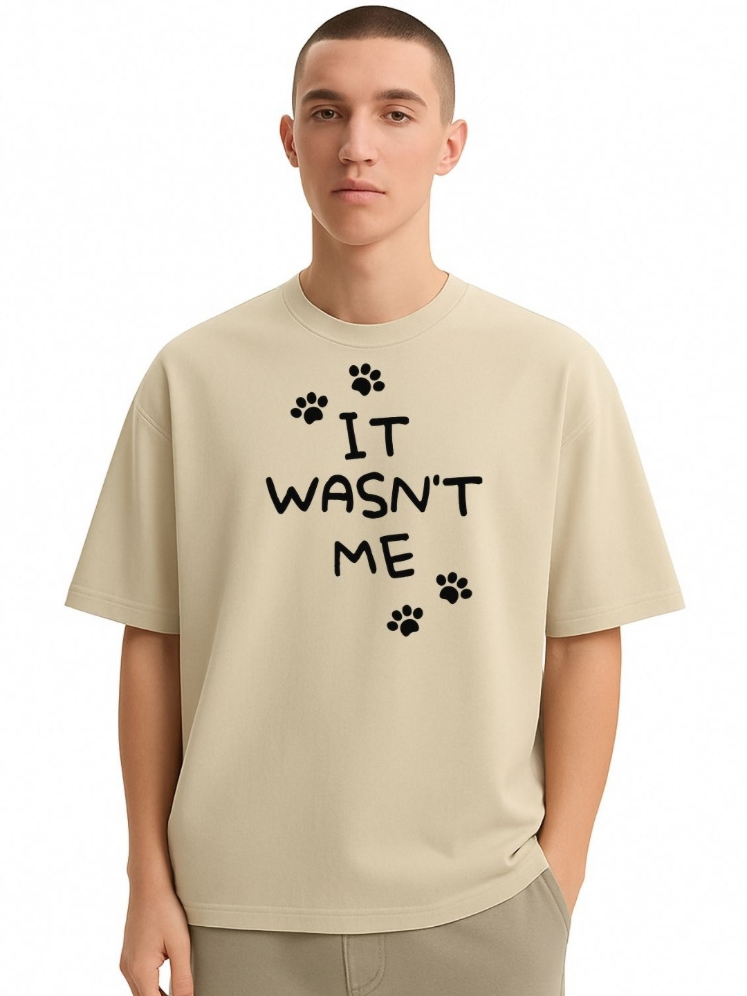 Fashnobic Men Dri-FIT Trendy It Wasn't Me Printed Round Neck Cotton Oversized T-shirt