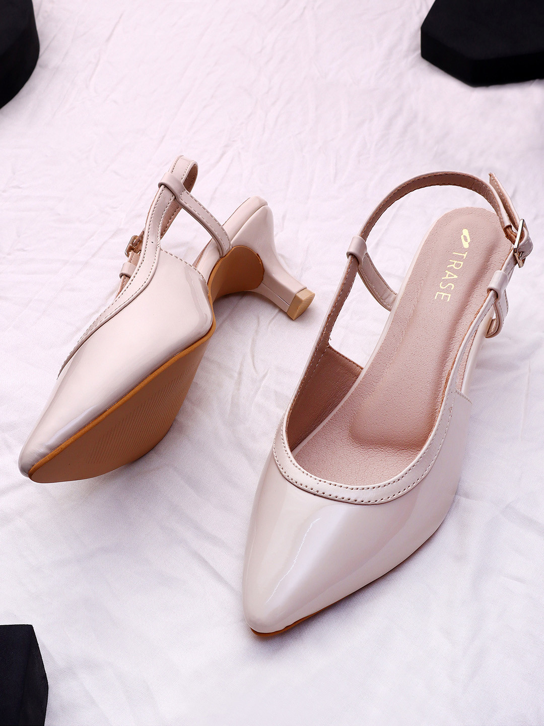 TRASE Women Kitten Heels Backstrap Pumps