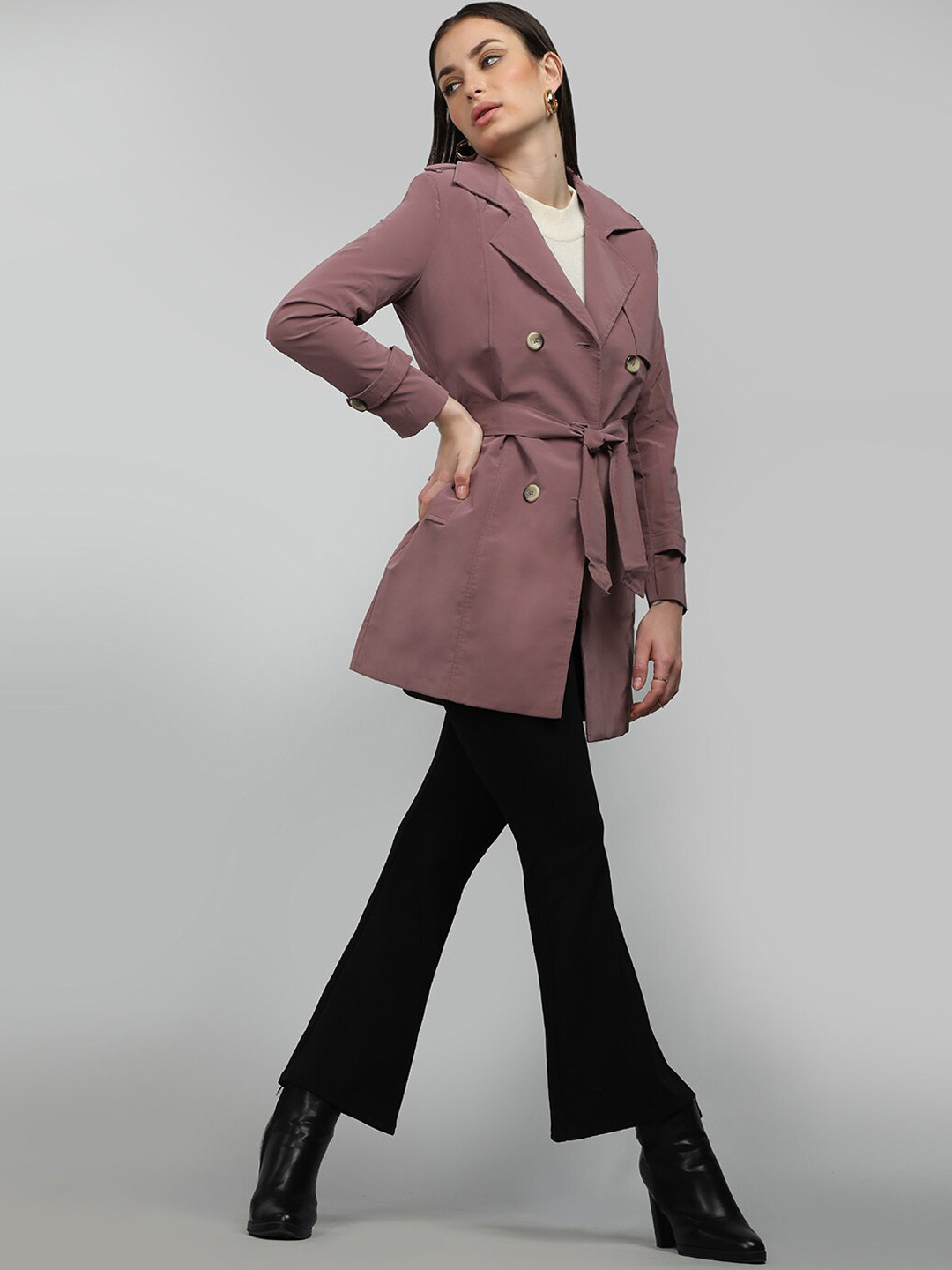 HONNETE Notched Lapel Single-Breasted Coat