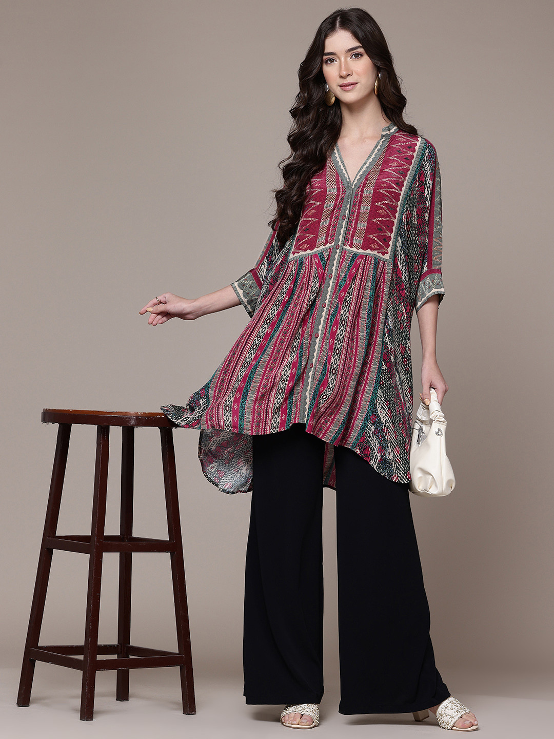 Ritu Kumar Tribal Printed V-Neck Kaftan Kurti