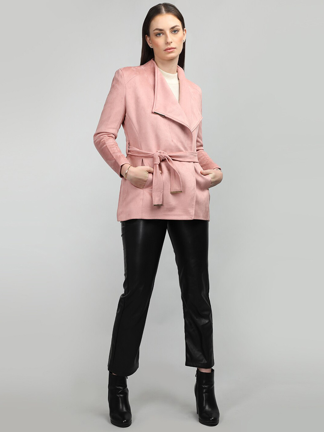 HONNETE Stand Collar Tie-Up Coat