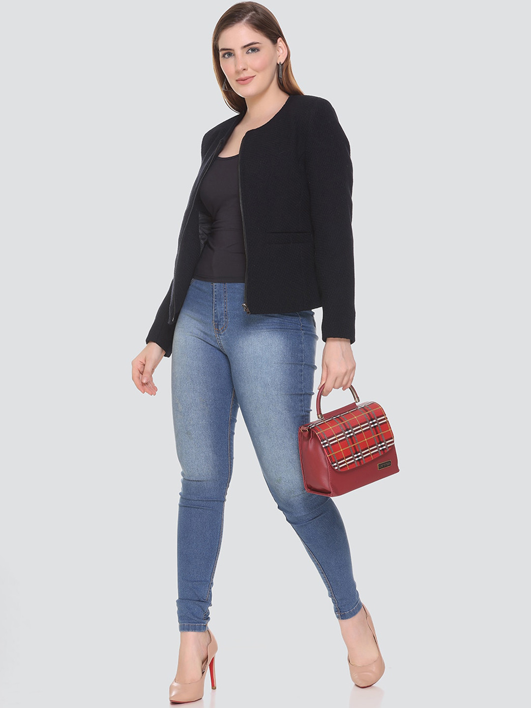 HONNETE Women Navy Blue Acrylic Pea Coats