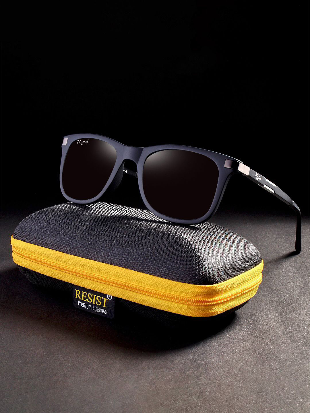 RESIST EYEWEAR Unisex Rectangle Sunglasses ISIDORE BLACK BLACK 3