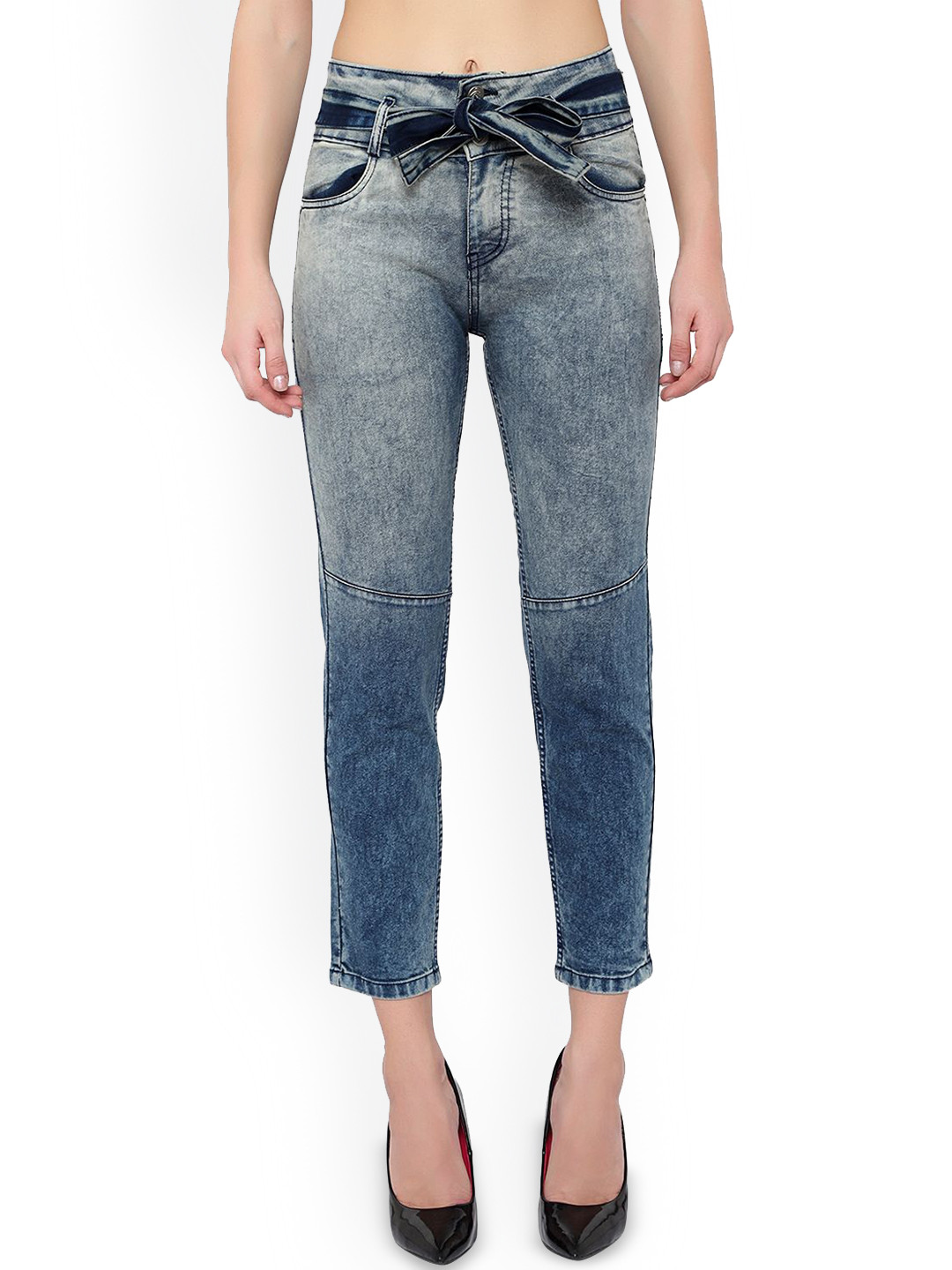 God's Club Women Comfort Straight Fit High-Rise Heavy Fade Jeans