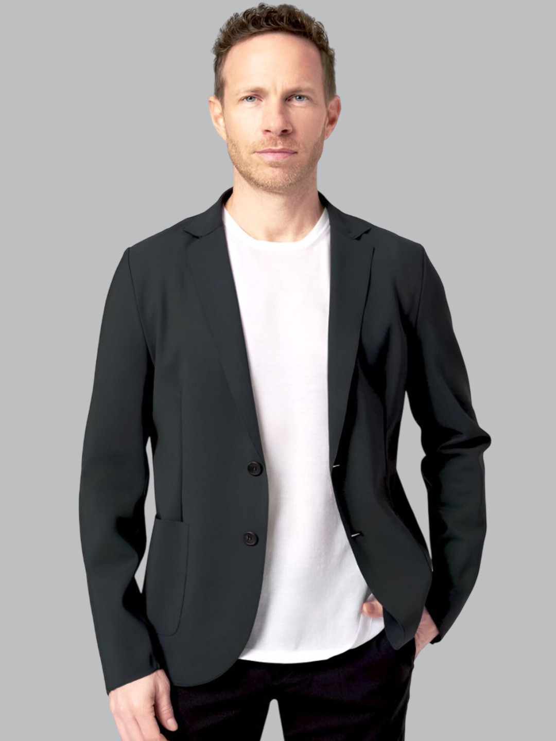 Rigal Notched Lapel Single Breasted Cotton Formal Blazer