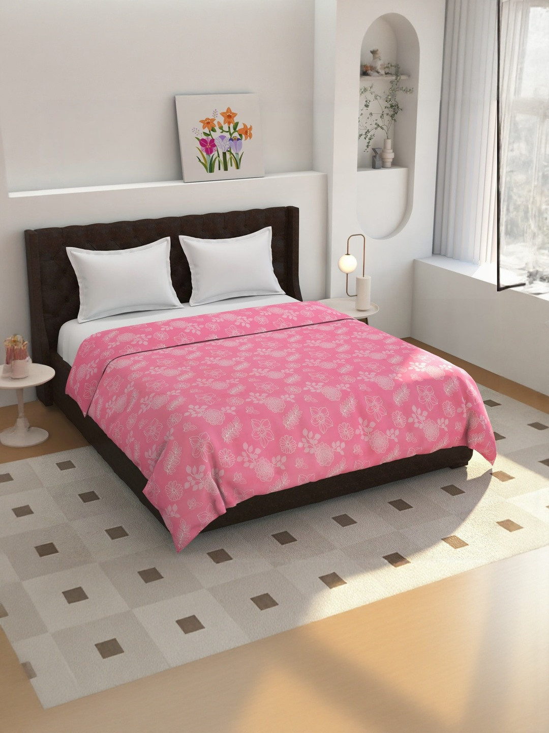 TINDLER KNOTS Pink Printed 280TC Soft Cotton Duvet Cover