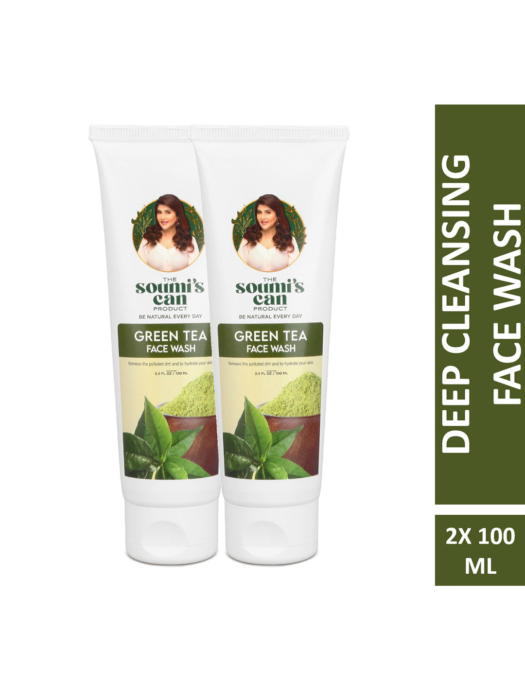 THE SOUMI'S CAN PRODUCT Set Of 2 Green Tea Face Wash - 100ml Each