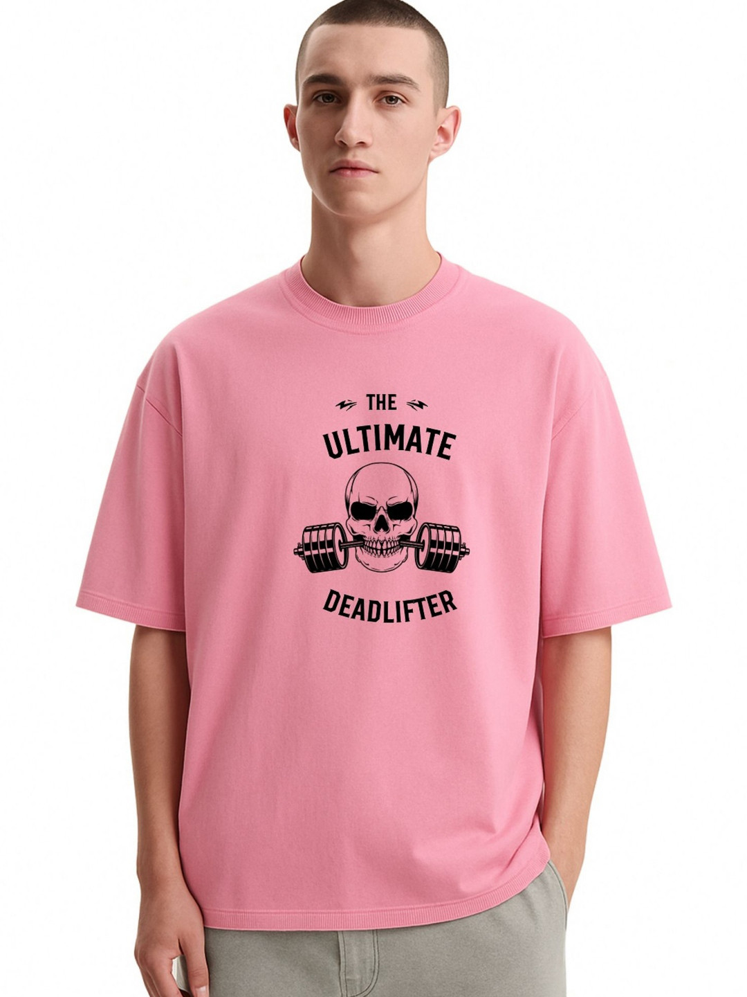 Fashnobic Men Dri-FIT Trendy The Ultimate Deadlifter Printed Cotton Oversized T-shirt