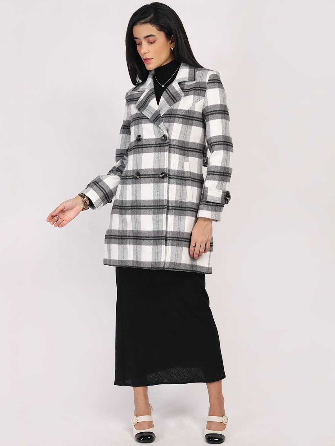 HONNETE Women Double-Breasted Pea Coats