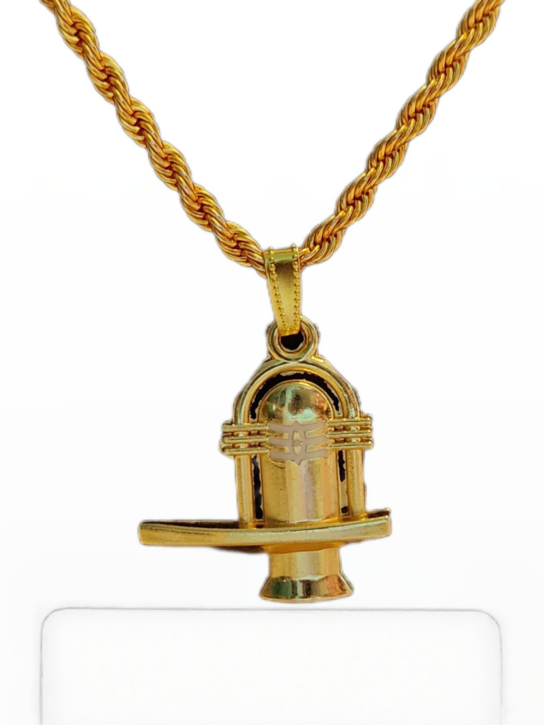 Basukiya Unisex Gold-Plated Shiva Ling Locket Necklace