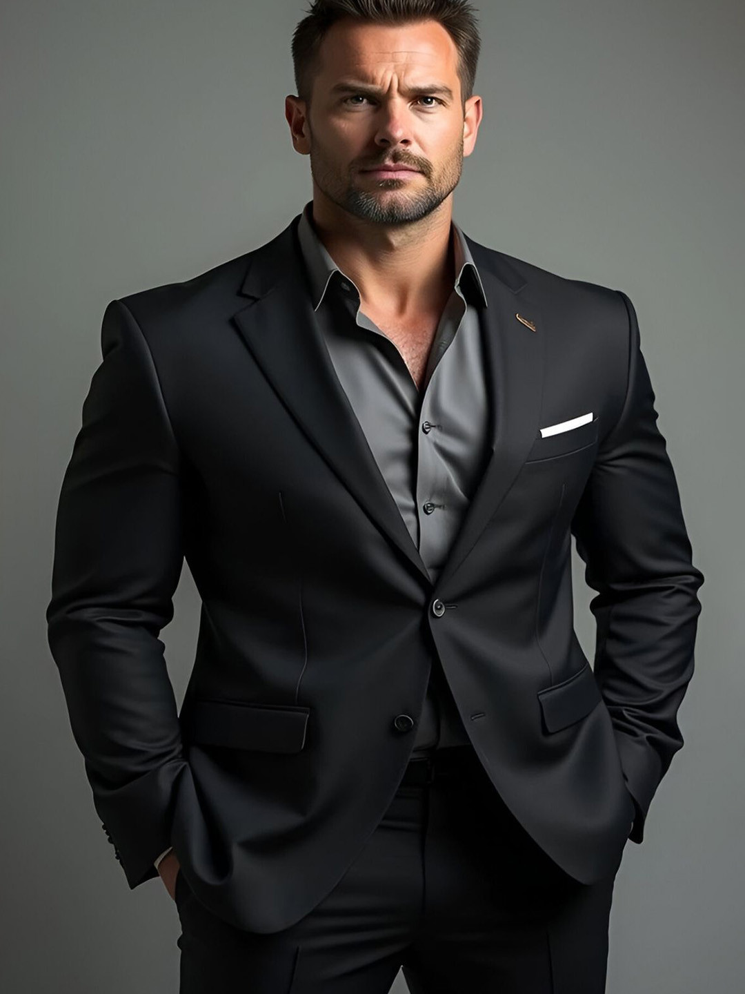 ZHPM Notched Lapel Cotton Single Breasted Blazer