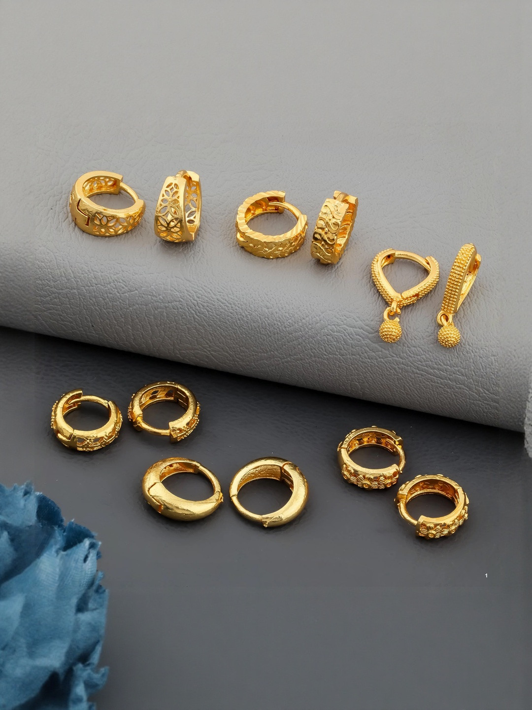 SHREE KRISHNA SHOPPING Combo Of 6 Gold-Plated Brass Hoop Earrings