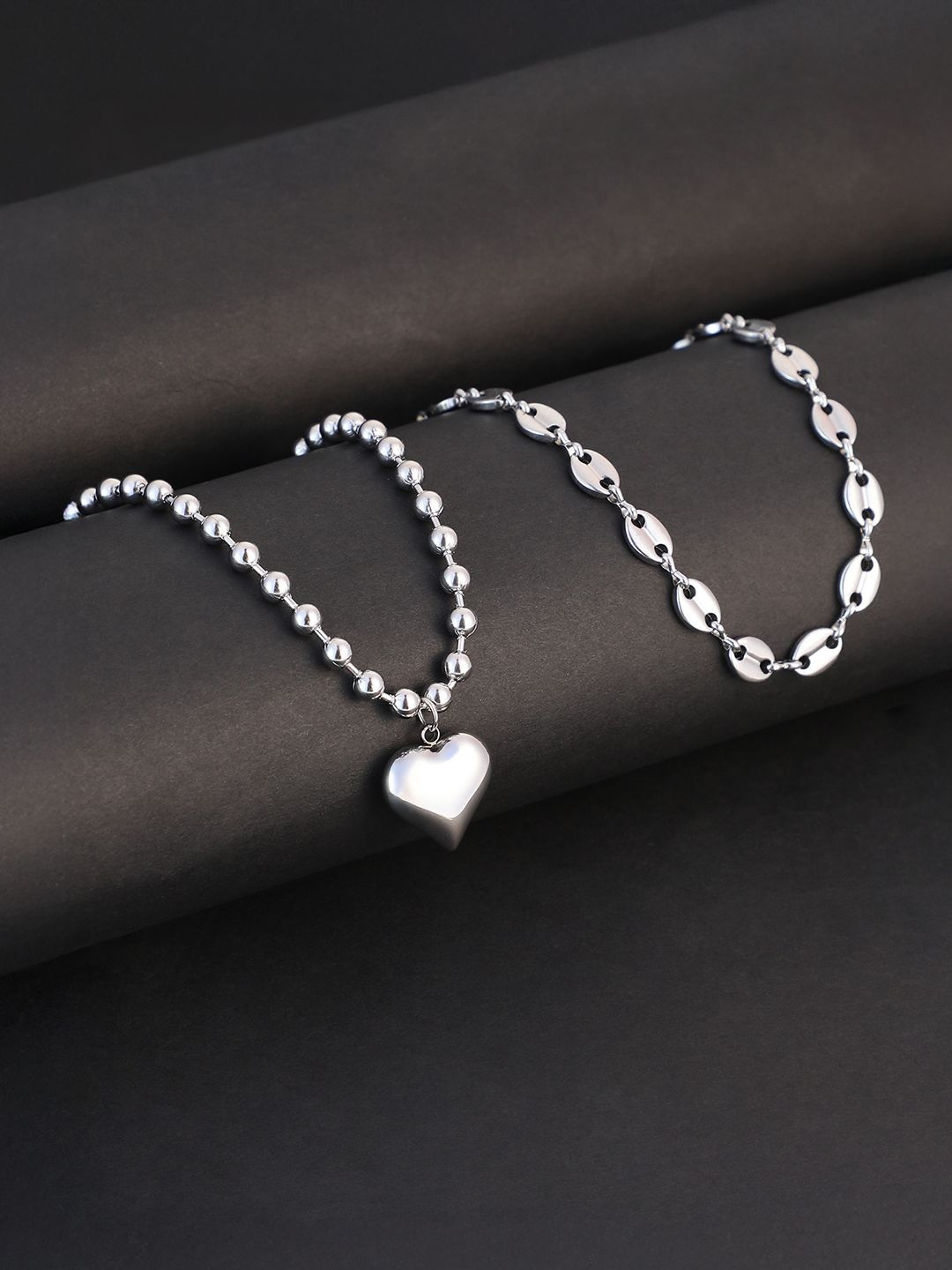 SOHI Set Of 2 Silver-Plated Minimal Chains