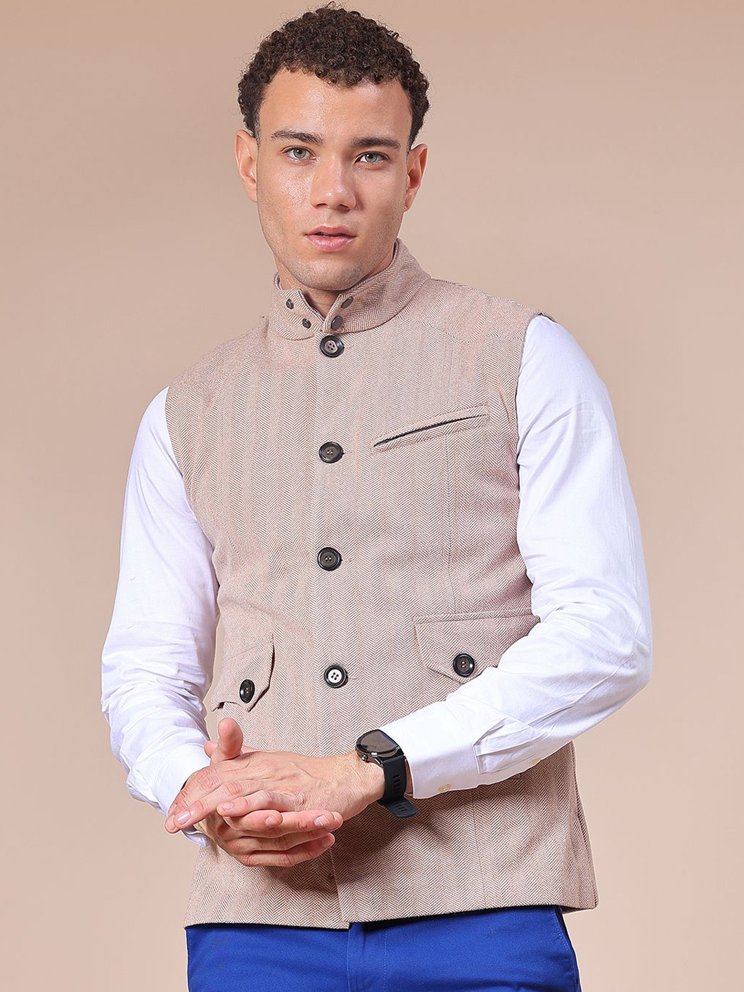 V-Mart Self Design Imported Collar Cotton Tailored Jacket