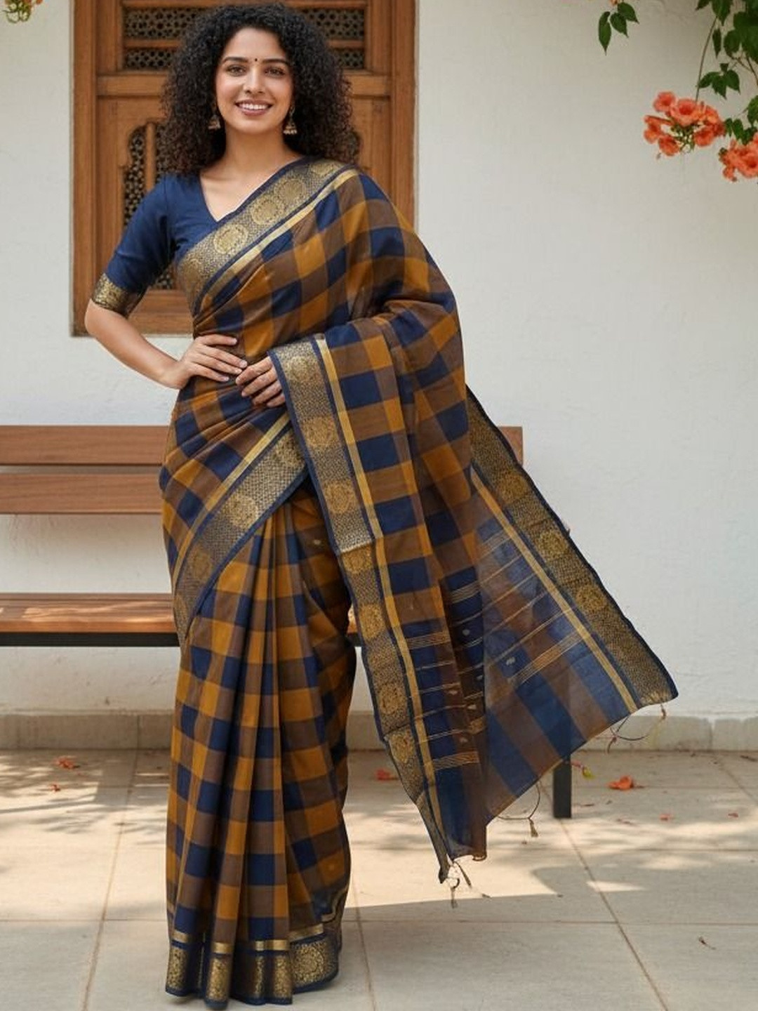 MAAYINA Checked Chettinad Saree