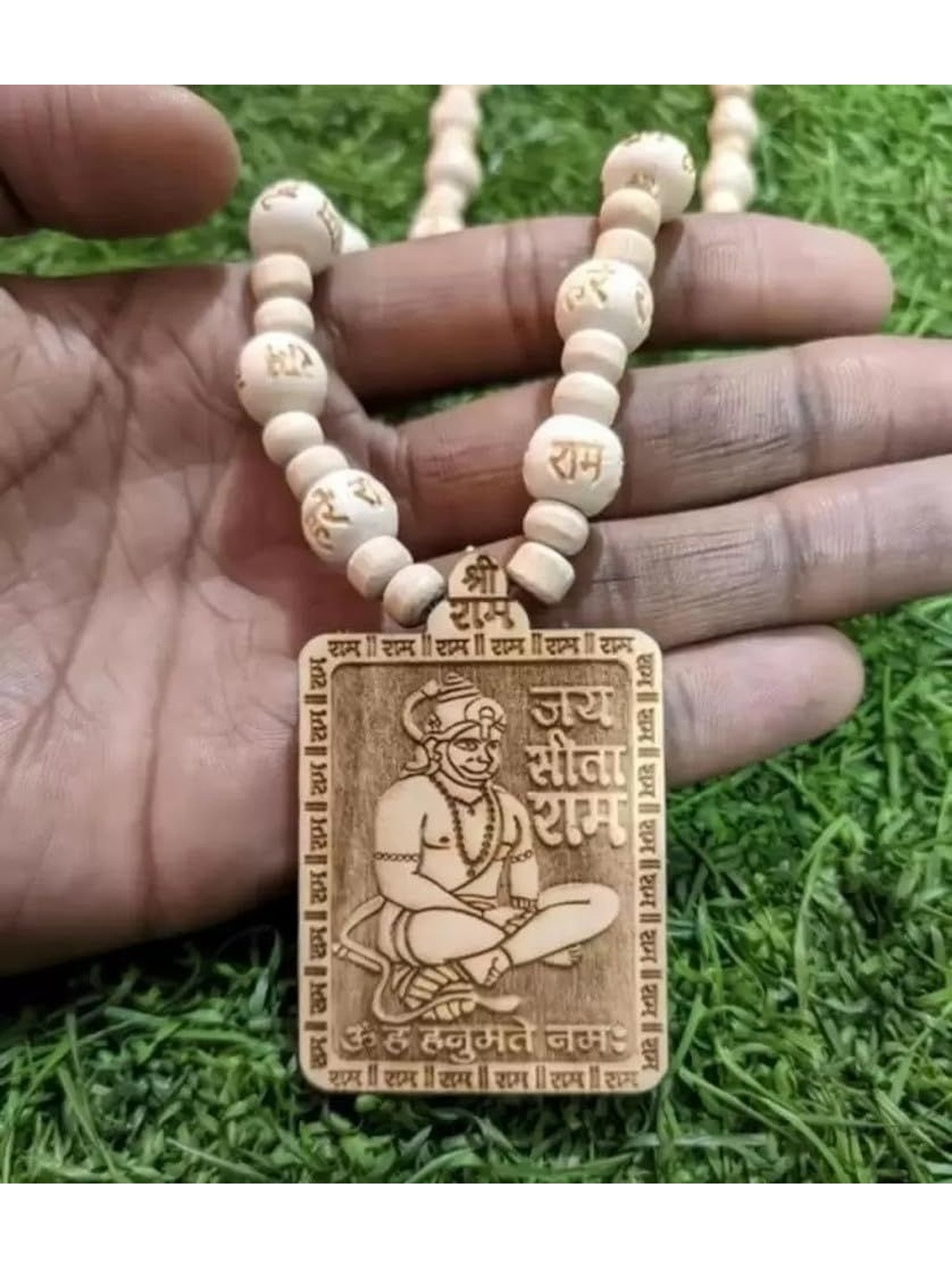 Cyan spritual Unisex Rudhraksh Beaded  Hanuman Ji Design Necklace