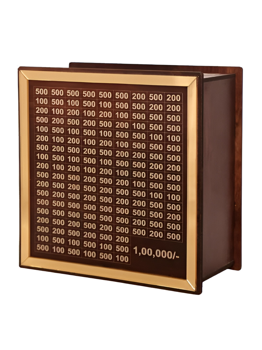 White Mango Decor Brown & Gold-Toned Wooden Money Bank Showpiece