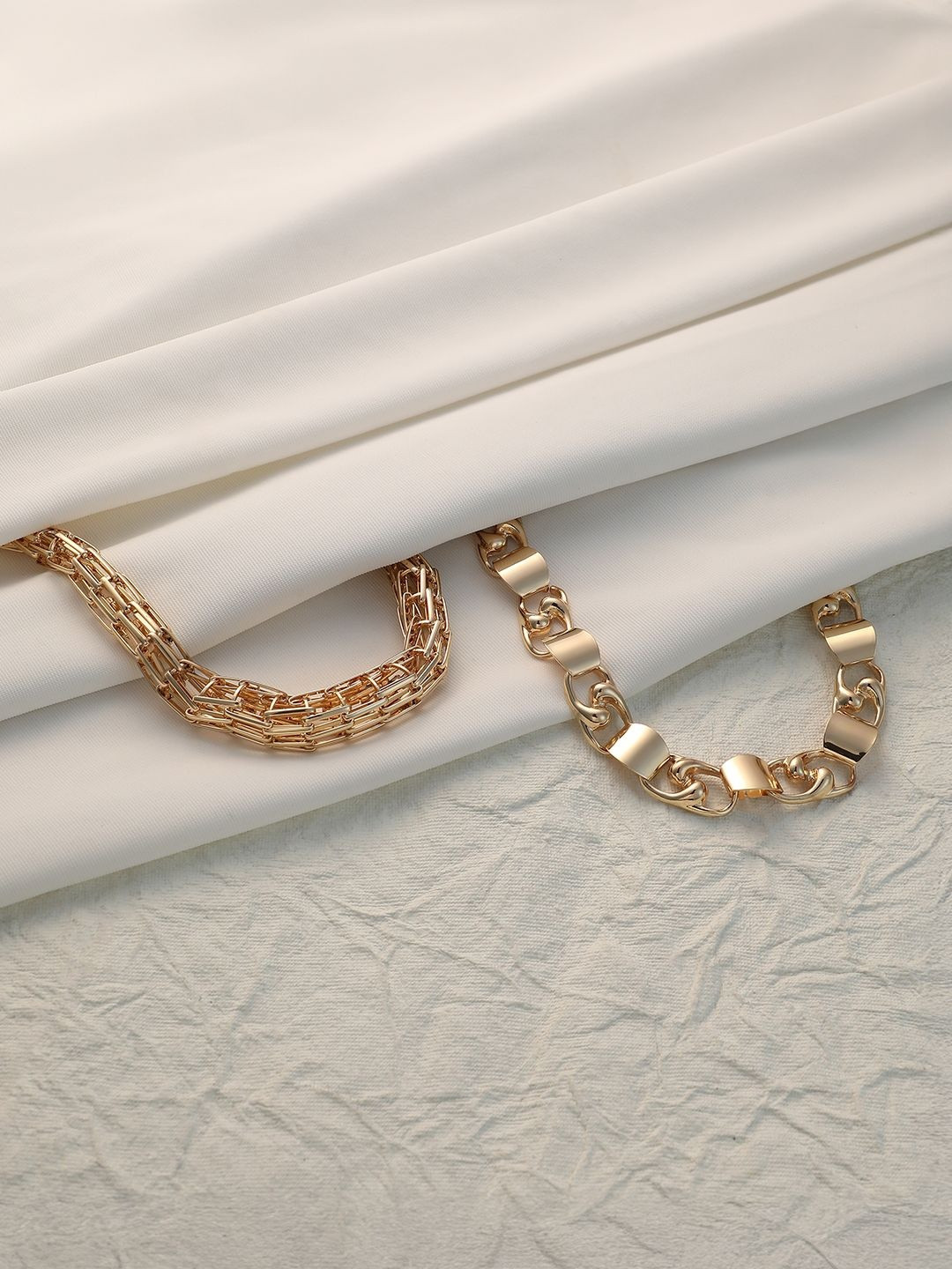 SOHI Women Set Of 2 Gold-Plated Chunky-Link Chain Necklace