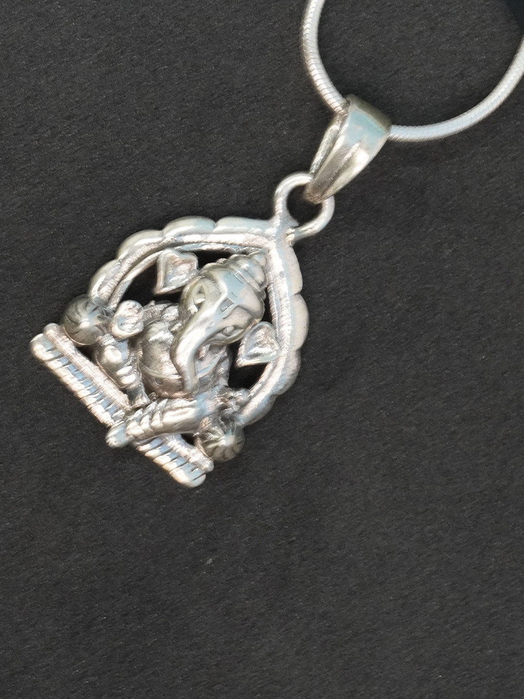 Love Rocks Silver Ganesha on Simhasan Pendant