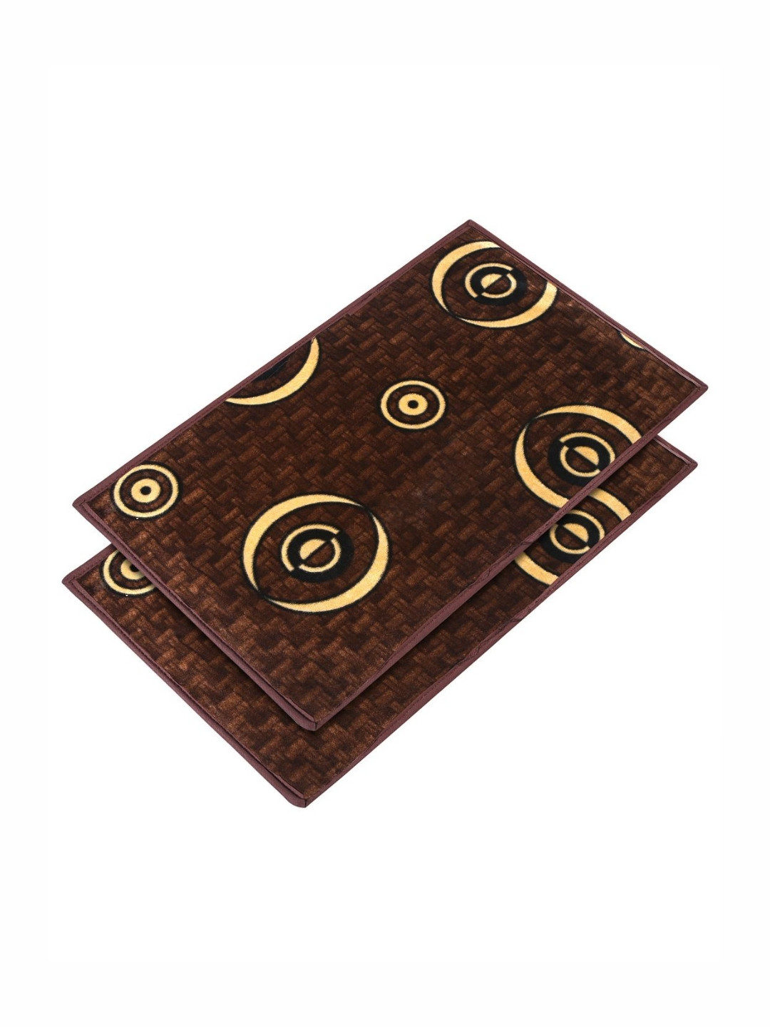 HOMESTIC 2 Pieces Brown & Yellow Printed Ultra Absorbent Stain Resistant Doormats