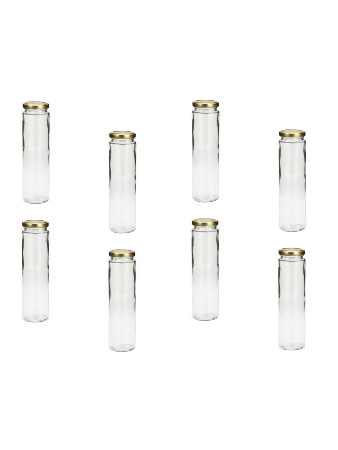 1ST TIME Transparent Glass Dishwasher Safe 8 Pieces Screw Top Jar Container 350ml