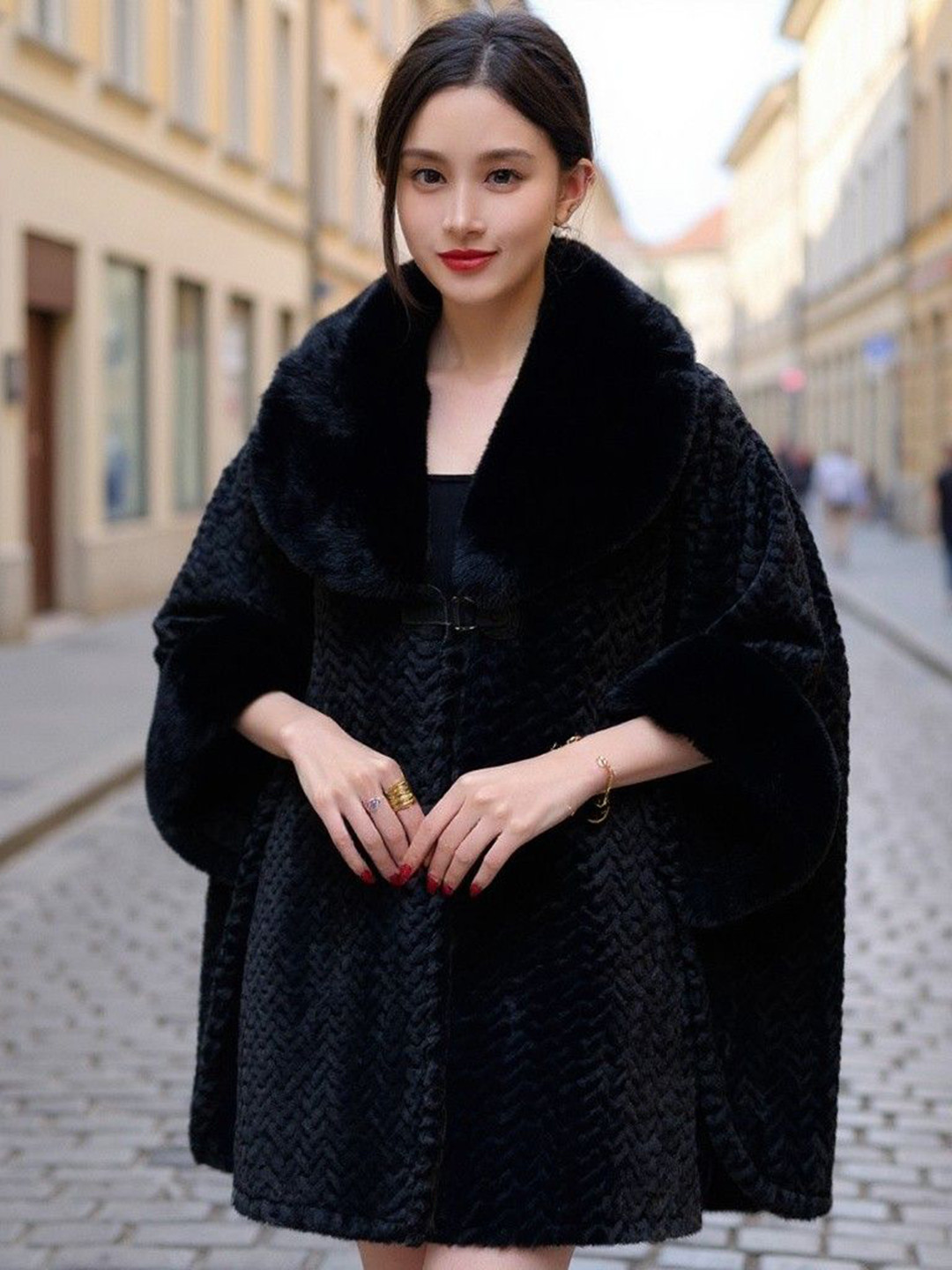bebe Front Open Spread Collar Overcoat
