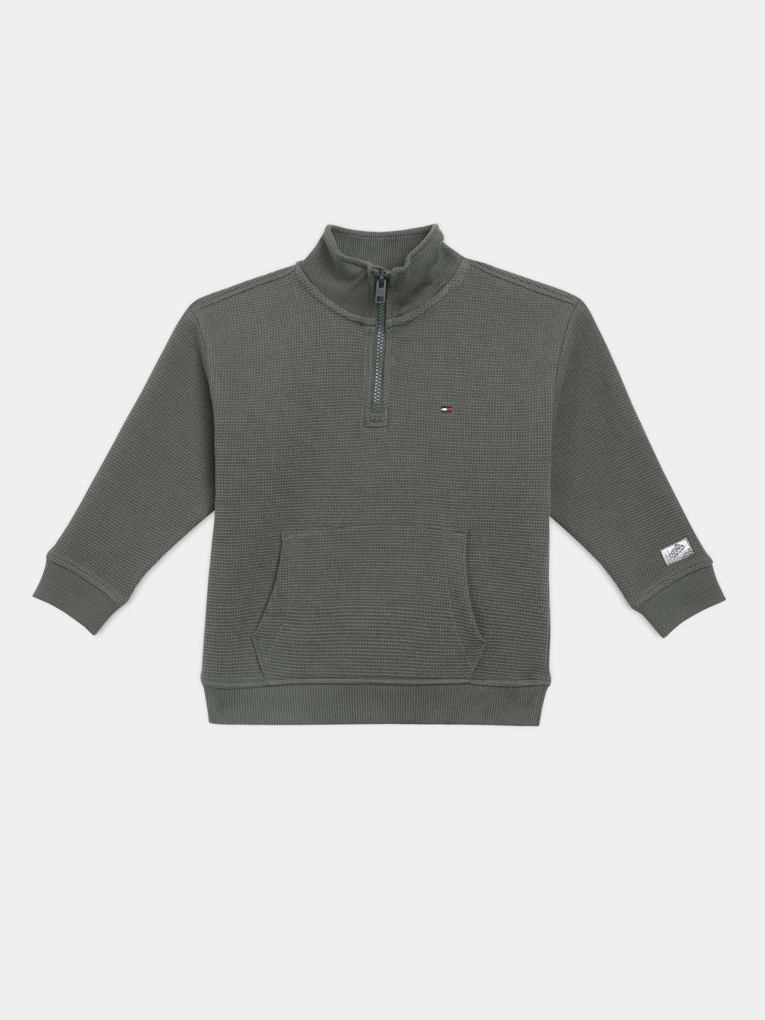 Tommy Hilfiger Europe Boys Mock Collar Texture Regular Fit Cotton Sweater