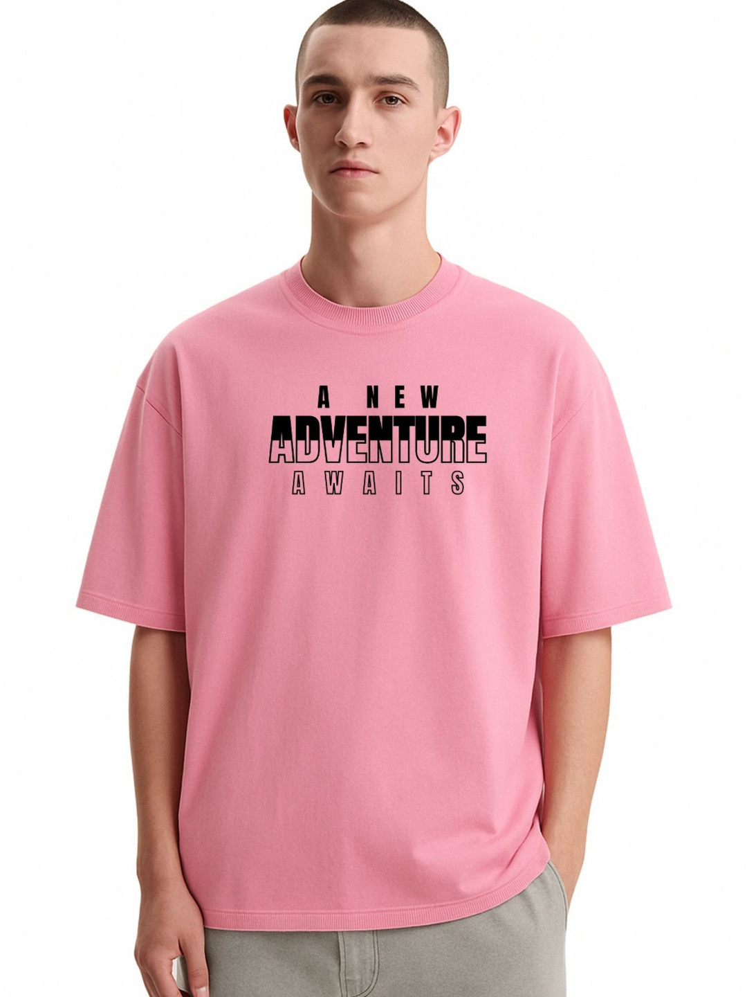 Fashnobic Men Dri-FIT Trendy New Adventure Printed Round Neck Cotton Oversized T-shirt