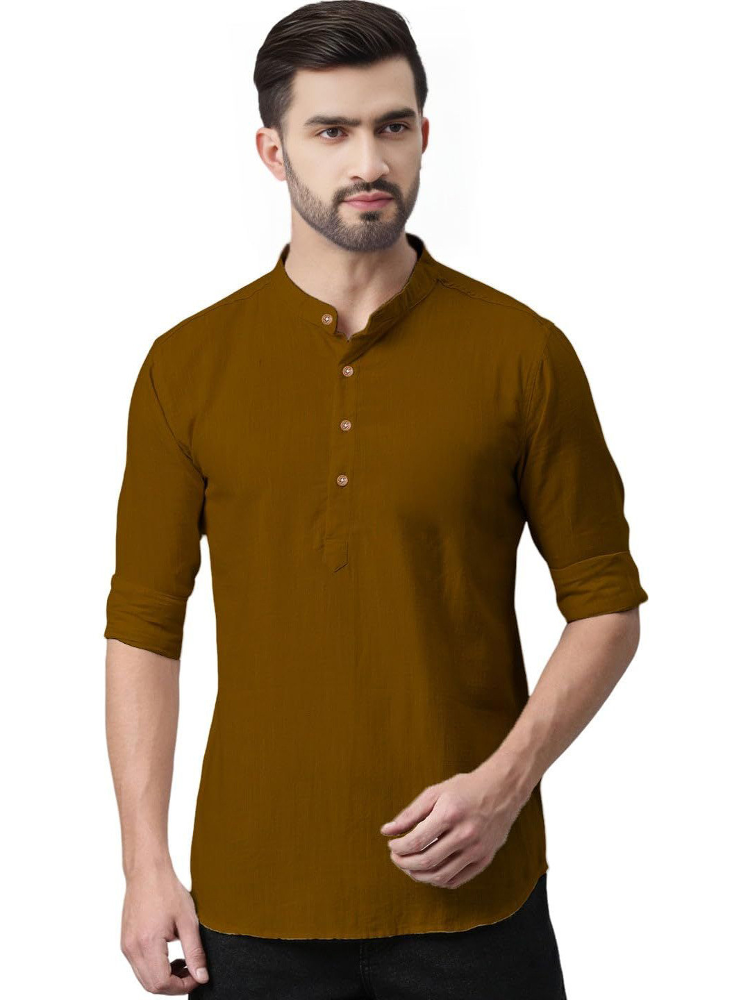 TrendiVastra Band Collar Long Sleeves Straight Kurta