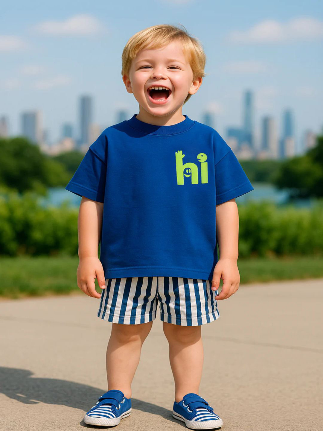 Short Kicks Boys Cotton Typography Applique Printed T-shirt