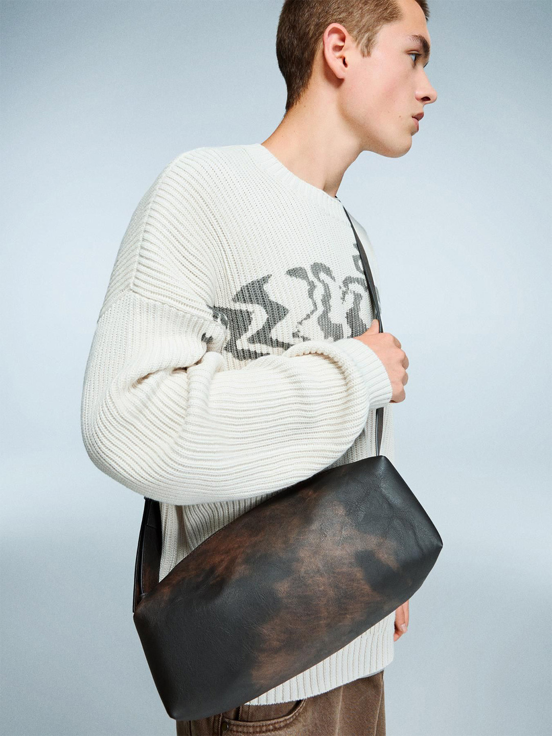 Bershka Textured PU Structured Satchel With Bow Detail