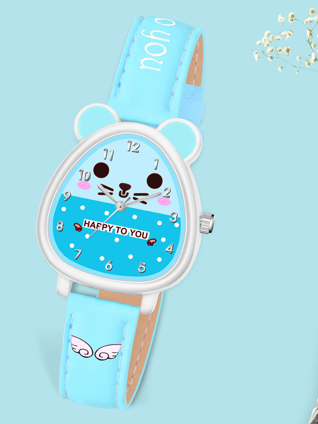 KIDSUN Girls Dial & Leather Straps Analogue Multi Function Watch 7032_SKYBLUE_SKYBLUE