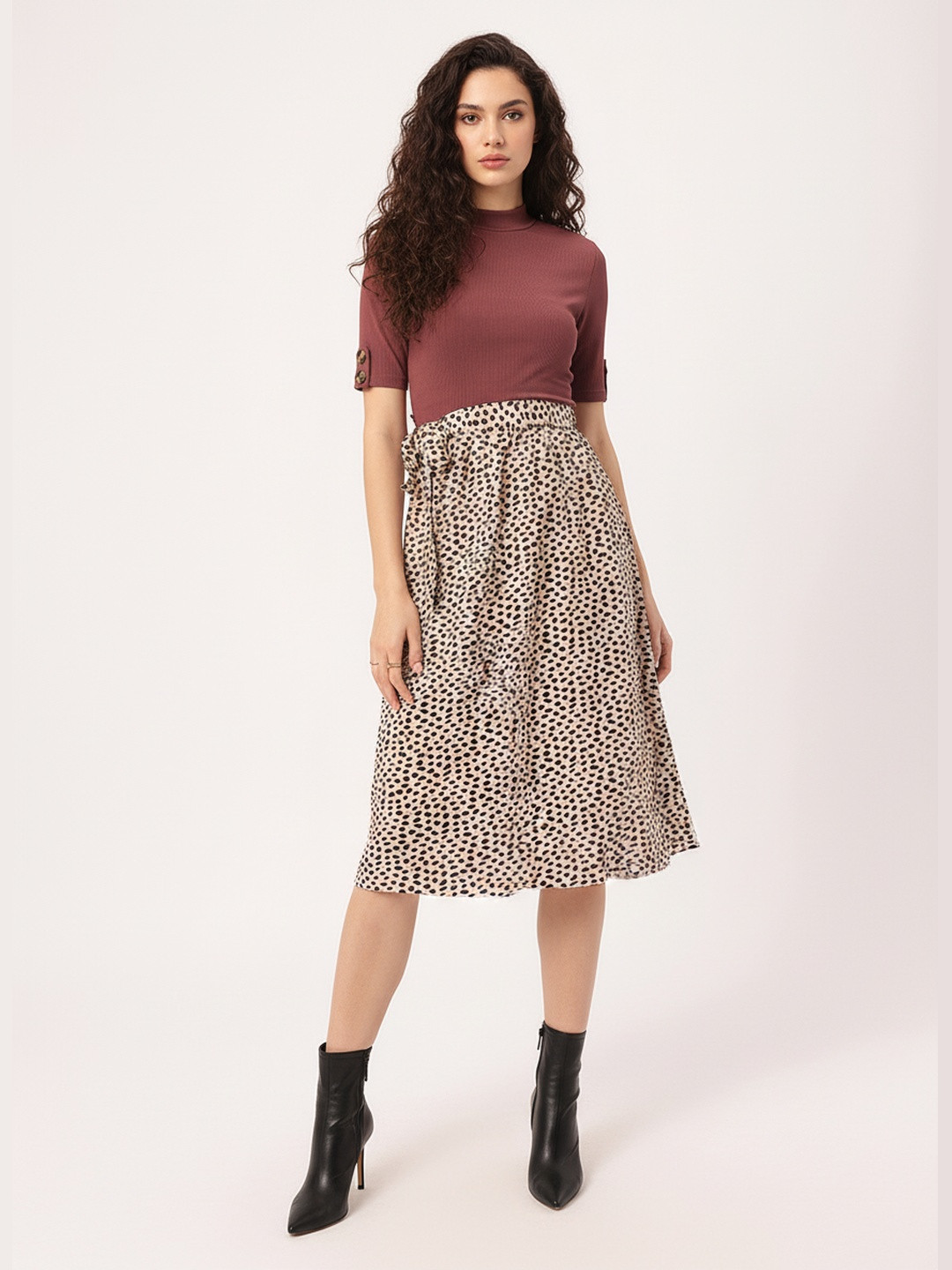 DressBerry Wild Whirl Animal Print Belted A-line Dress