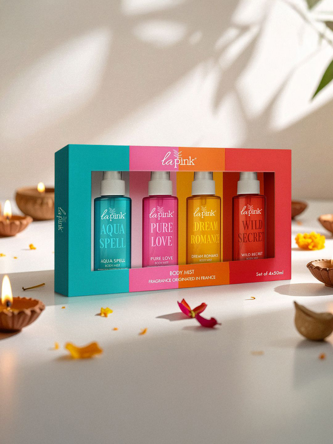 La Pink Set Of 4 Pure Love & Aqua Spell & Dream Romance & Wild Secret Body Mist 50 ml Each