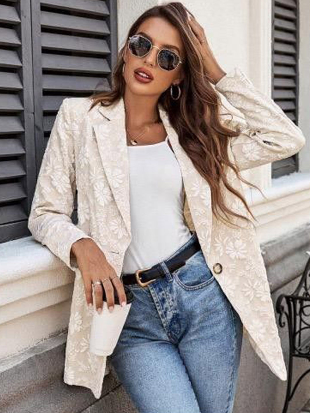 bebe Printed Single Breasted Blazers