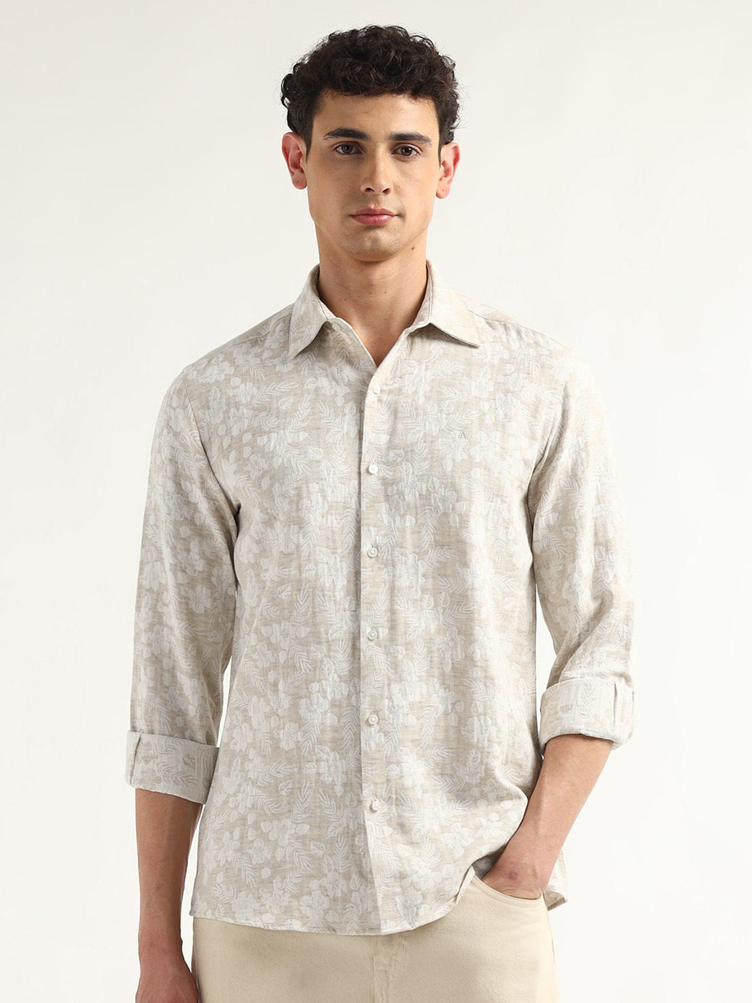 Arrow Men Floral Printed Spread Collar Elixir Shirt