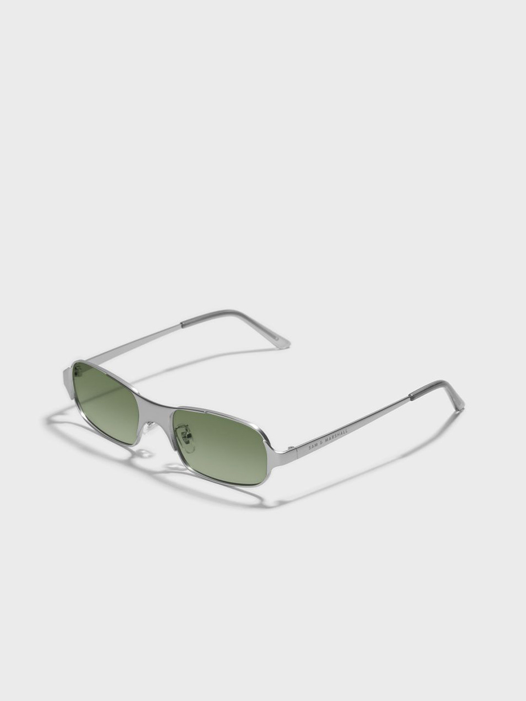 SAM & MARSHALL Unisex Metal UV Protect Retro Square Sunglasses BENEDICT_SILVER_OLIVE_20081
