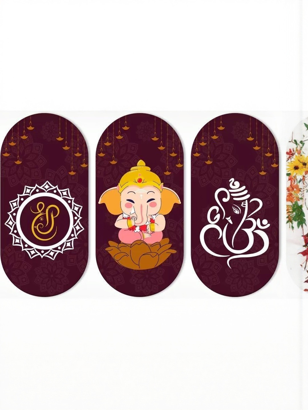 Shiv Collection Set of 3 Ganesh Painting Wall Hanging Decorative Items
