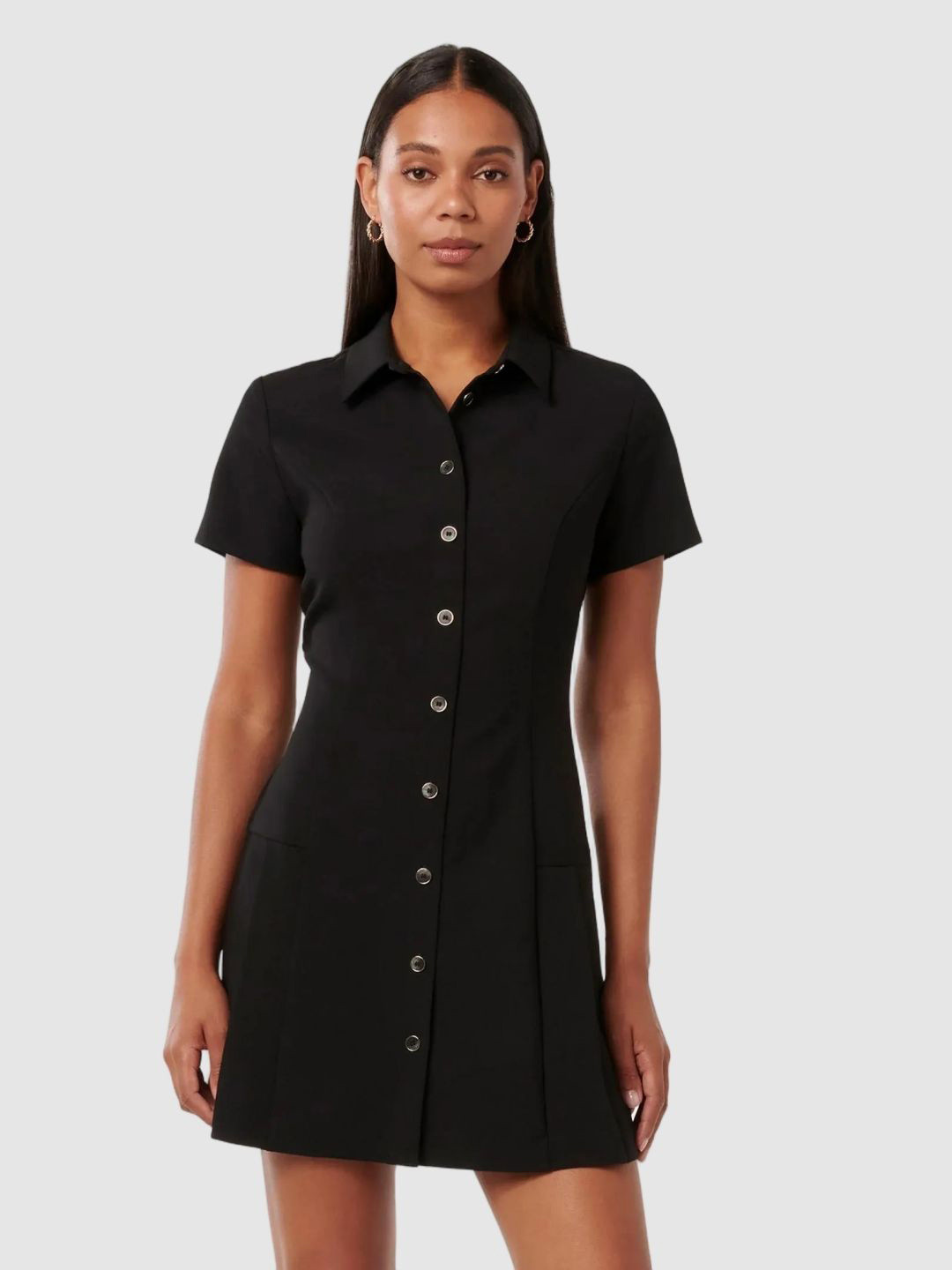 Forever New Shirt Collar Gathered or Pleated Casual Fit & Flare Mini Dress