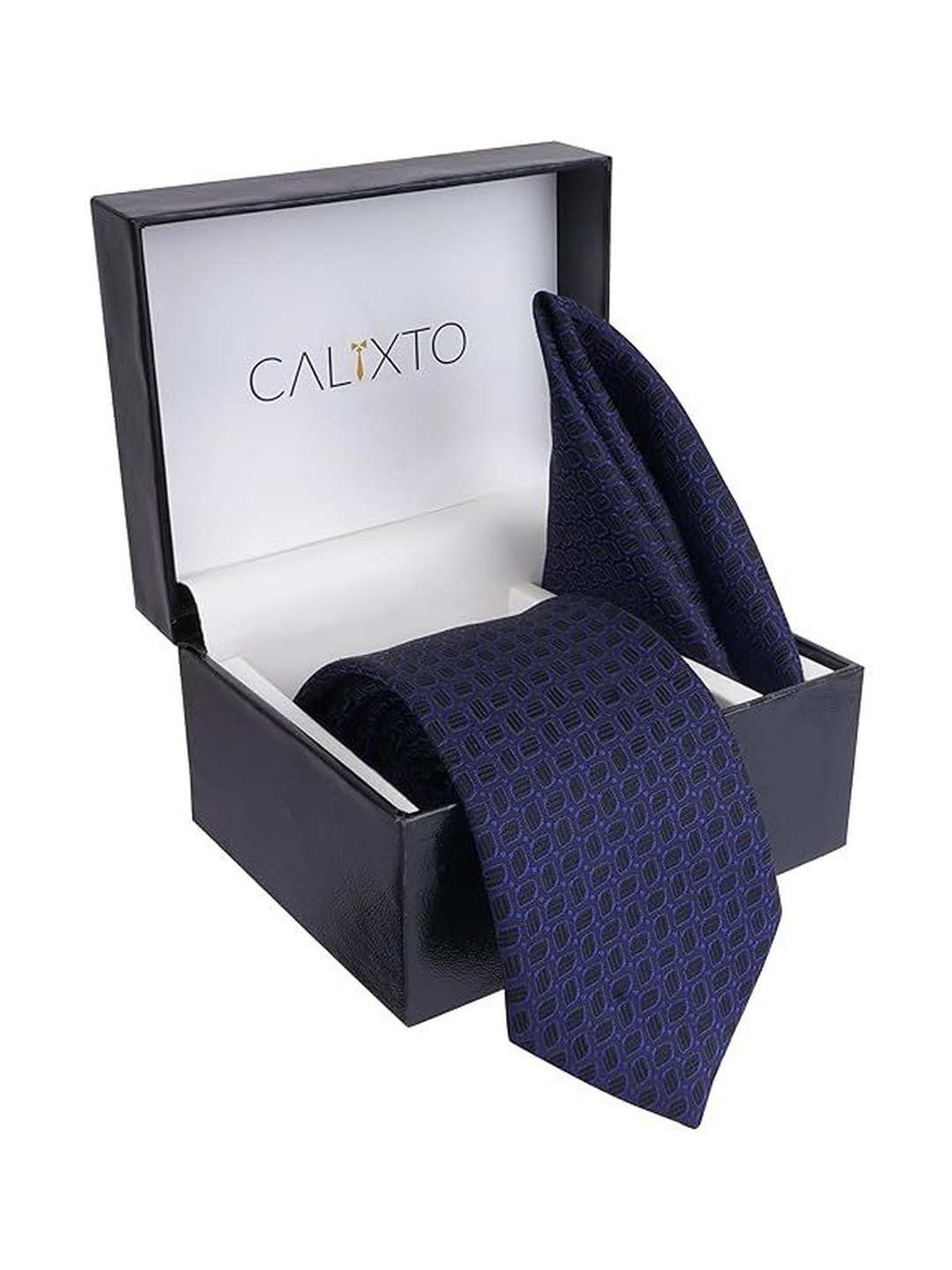 CALIXTO Men Woven Design Ties with Pocket Square