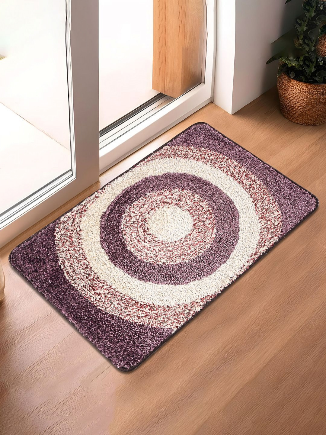 HOMESTIC Purple & Beige Gola-Designed Ultra Absorbent Stain Resistant Quick Dry Doormat