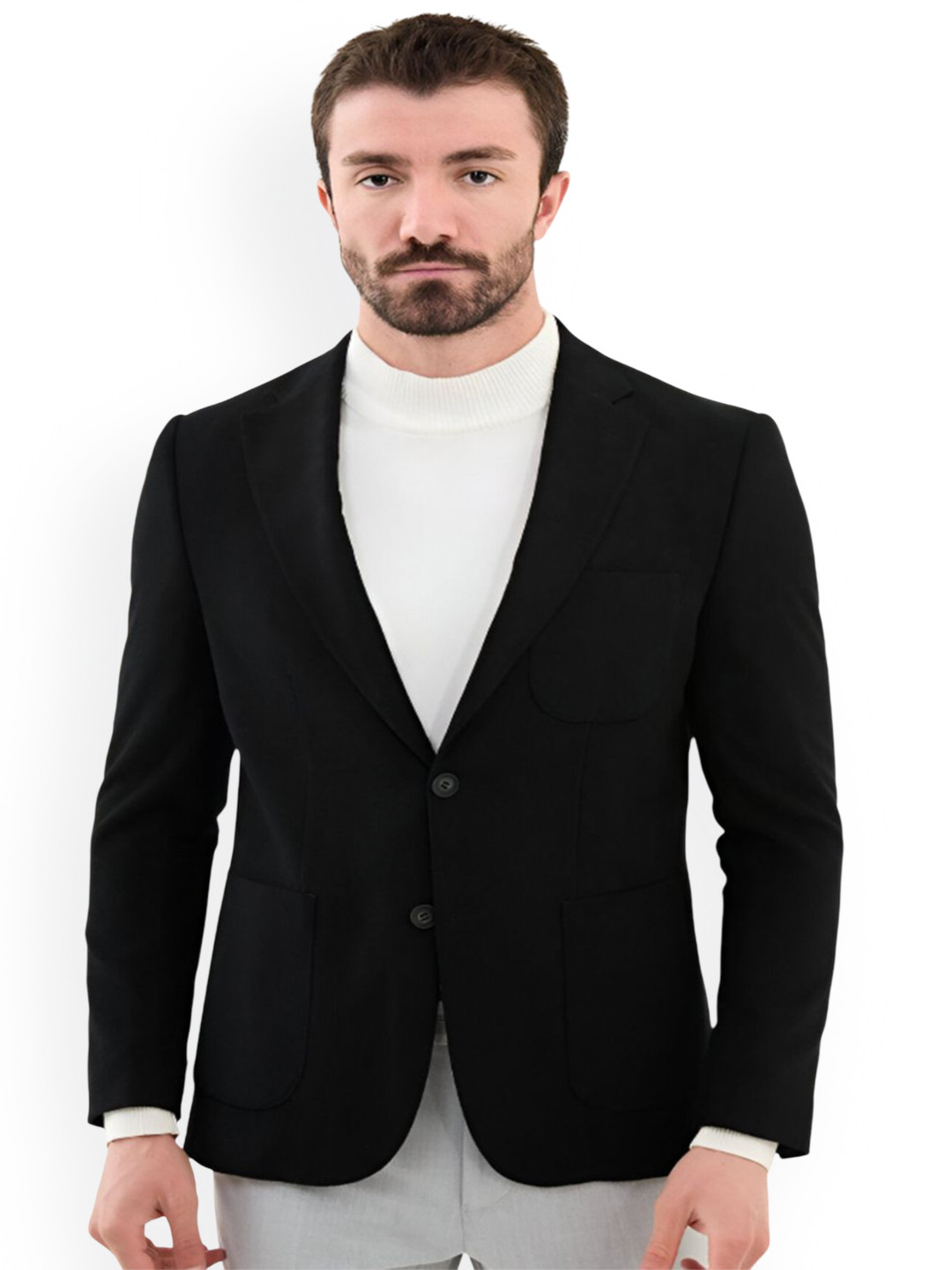 SHIVSHAKTI Notched Lapel Single Breasted Cotton Blazer