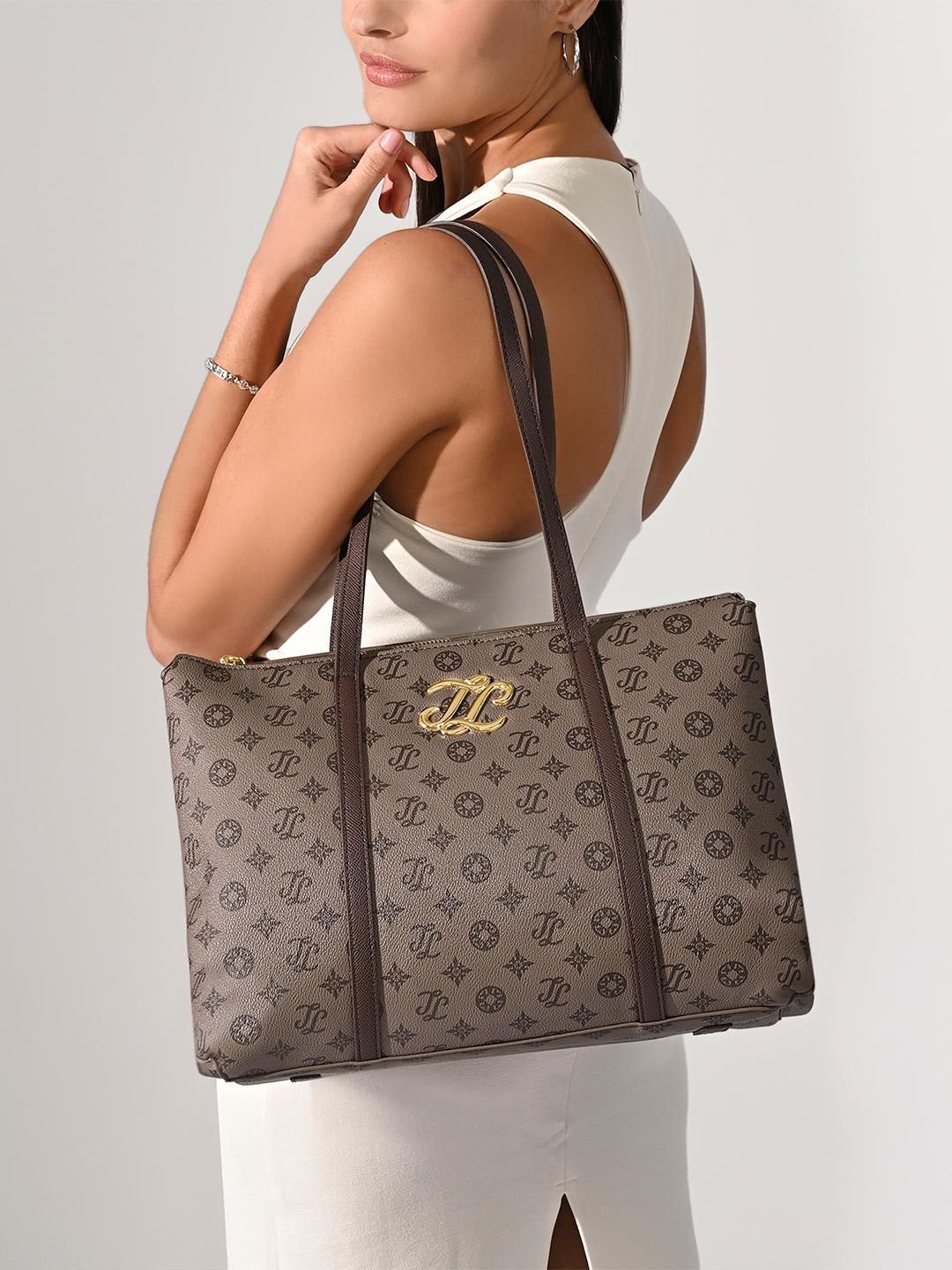 LAVIE Signature Printed Oversized Structured Tote Bag