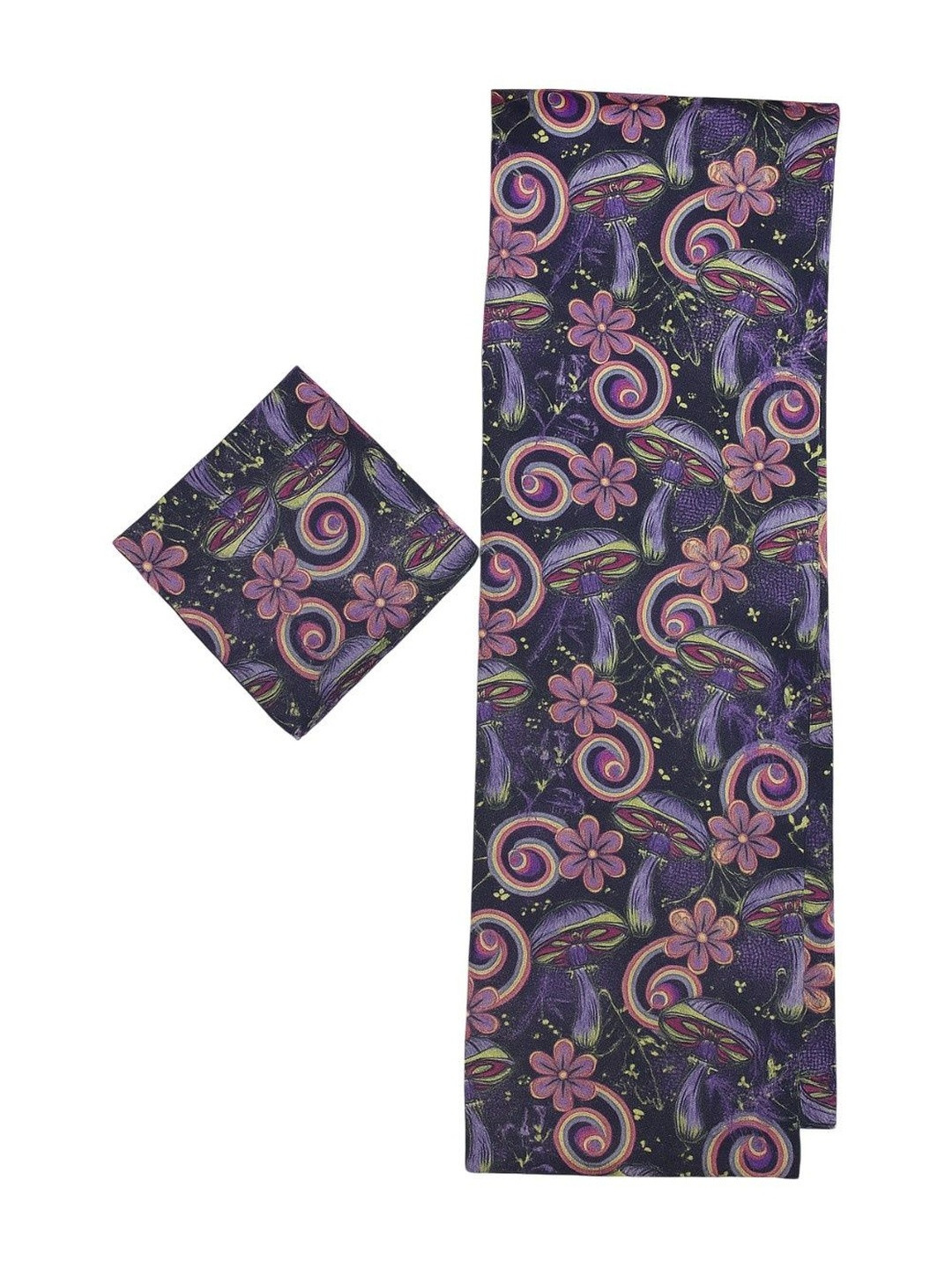 CALIXTO Unisex Navy Blue & Multicolor Printed Satin Scarf