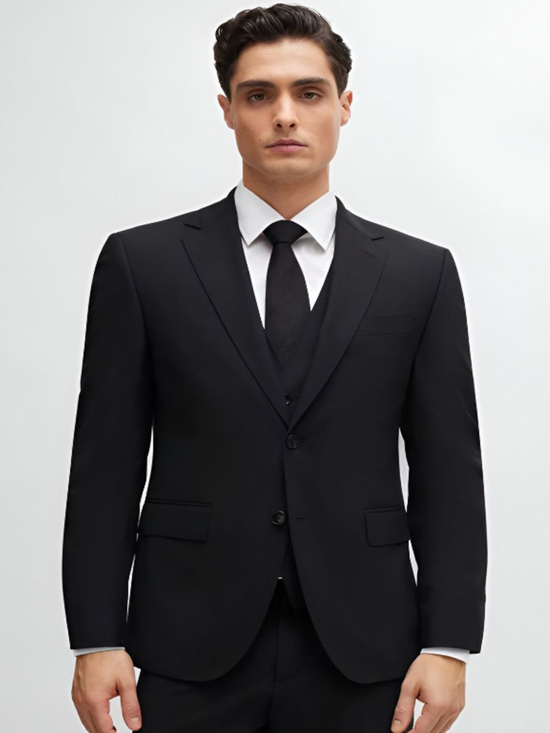 Satchitanand Notched Lapel Single-Breasted Cotton Formal Blazers