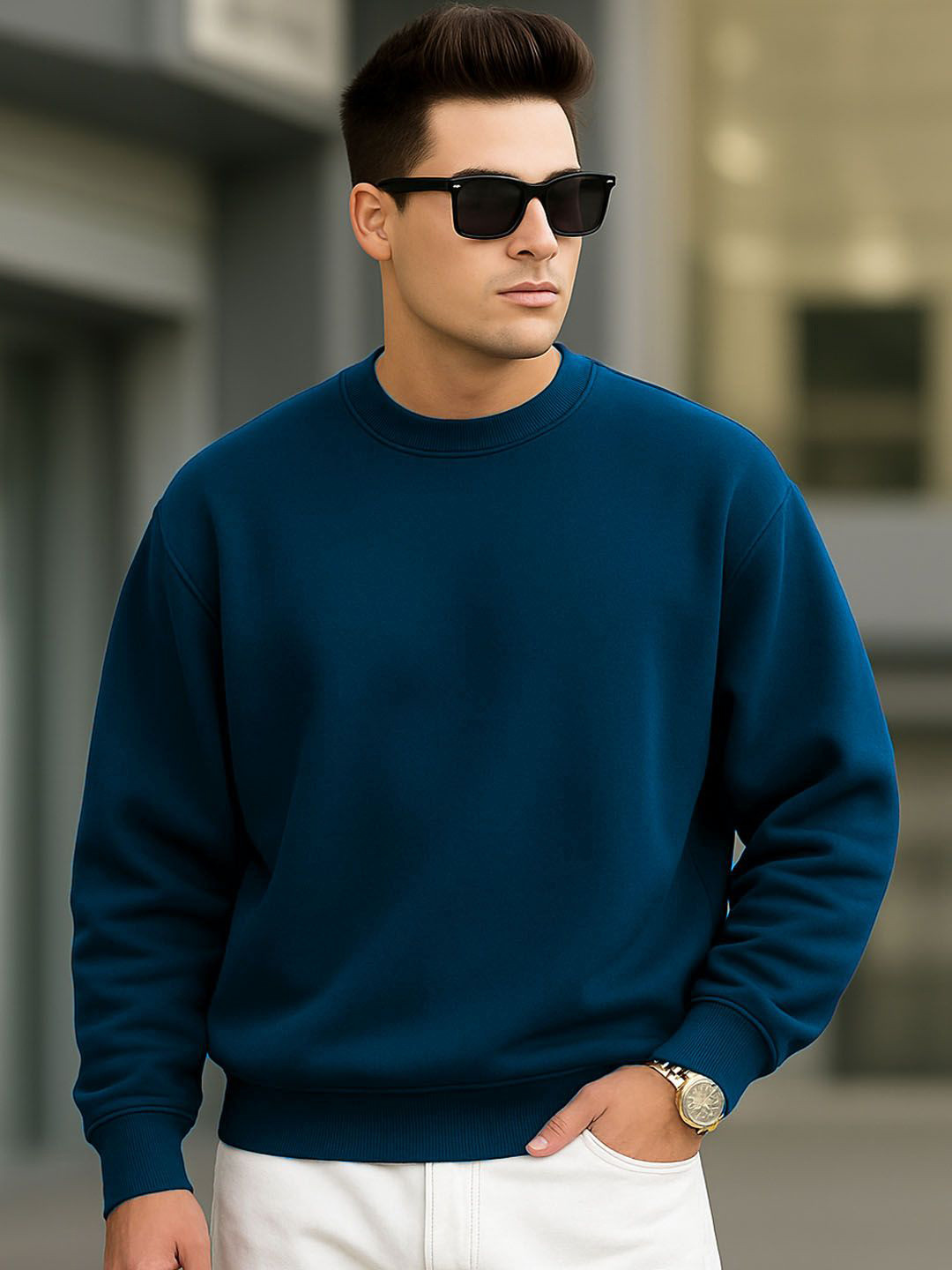 FARROWX Men's Solid Round Neck Full Sleeve Sweatshirt